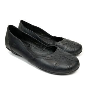 Born Black Flats with Floral Design